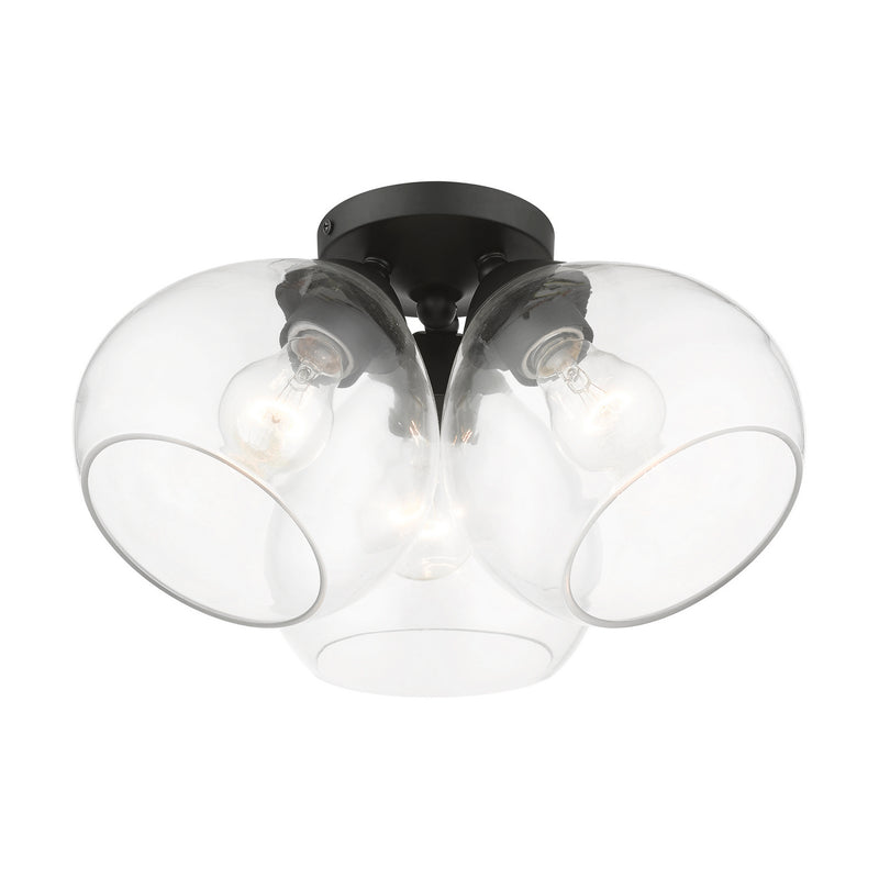 Livex Lighting 46502-04 Three Light Semi-Flush Mount, Black