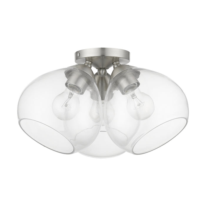 Livex Lighting 46502-91 Three Light Semi-Flush Mount, Brushed Nickel
