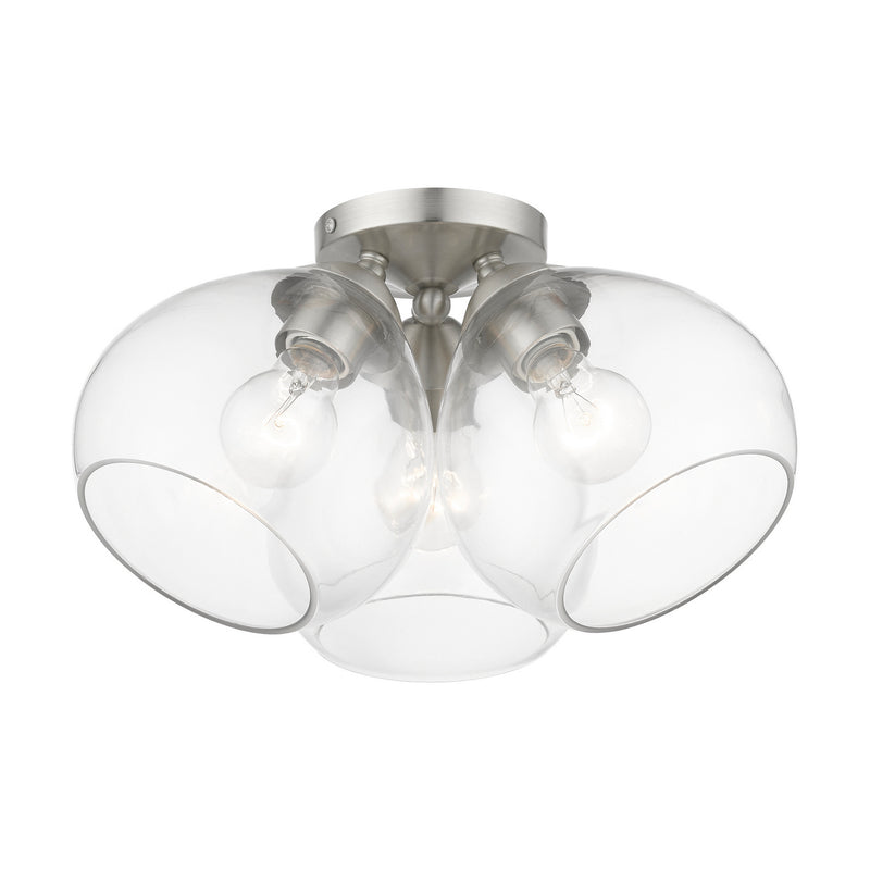 Livex Lighting 46502-91 Three Light Semi-Flush Mount, Brushed Nickel