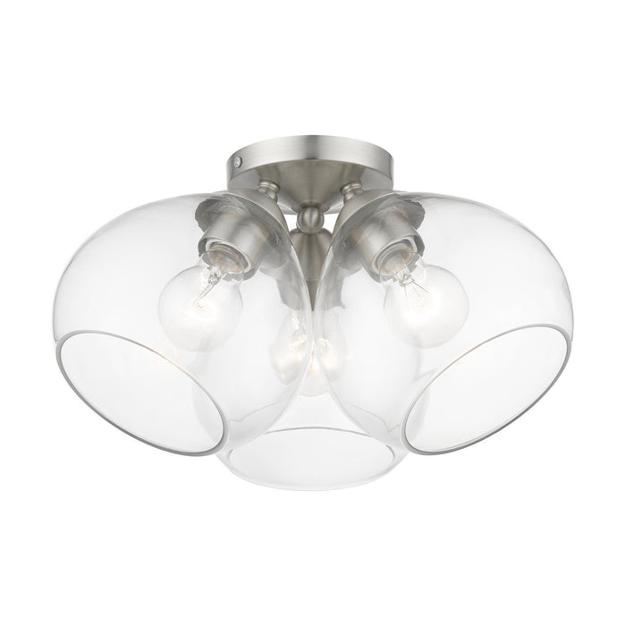 Livex Lighting 46502-91 Three Light Semi-Flush Mount, Brushed Nickel