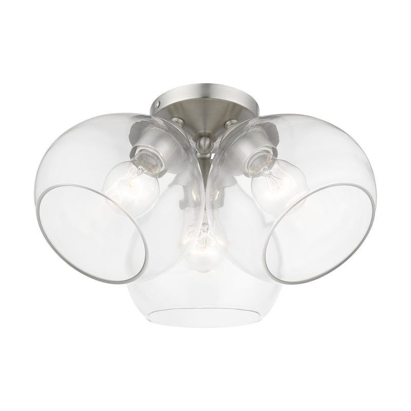 Livex Lighting 46502-91 Three Light Semi-Flush Mount, Brushed Nickel