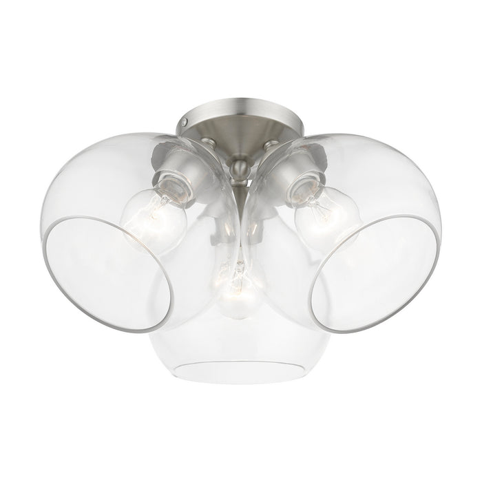 Livex Lighting 46502-91 Three Light Semi-Flush Mount, Brushed Nickel
