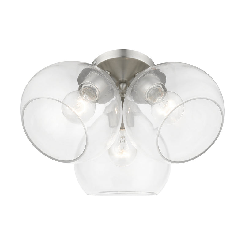 Livex Lighting 46502-91 Three Light Semi-Flush Mount, Brushed Nickel