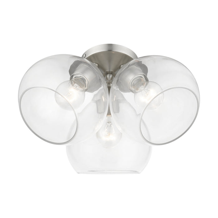 Livex Lighting 46502-91 Three Light Semi-Flush Mount, Brushed Nickel
