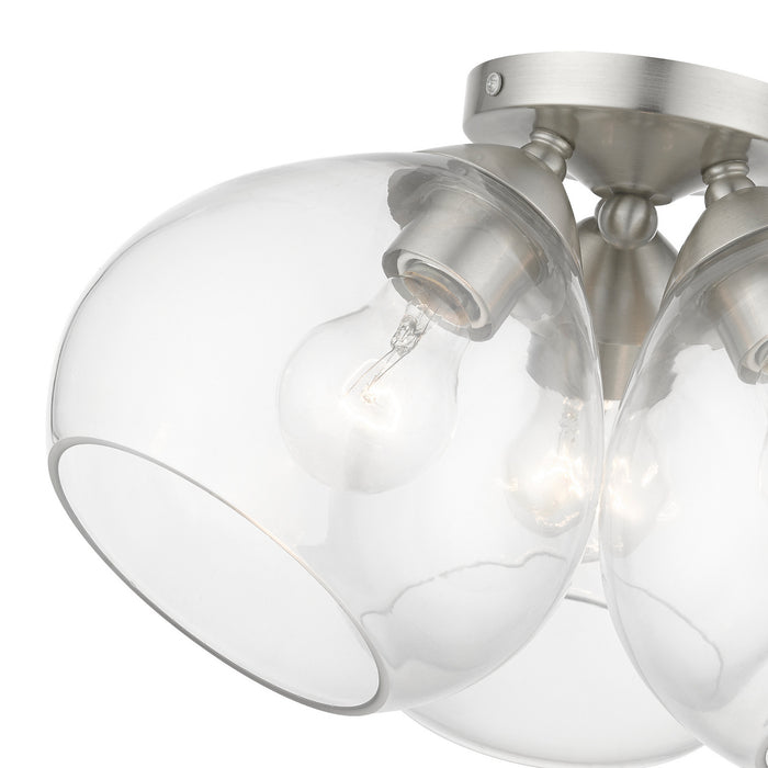 Livex Lighting 46502-91 Three Light Semi-Flush Mount, Brushed Nickel