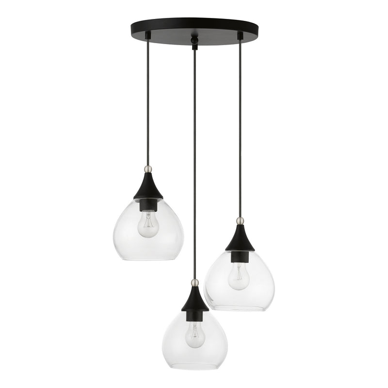 Livex Lighting 46503-04 Three Light Pendant, Black w/Brushed Nickel