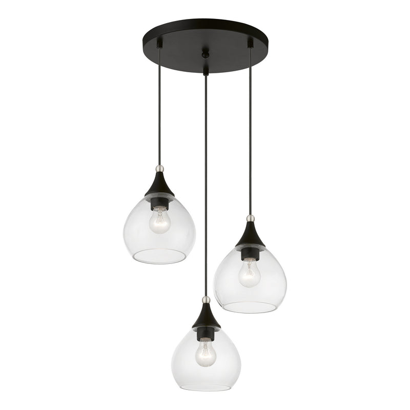 Livex Lighting 46503-04 Three Light Pendant, Black w/Brushed Nickel