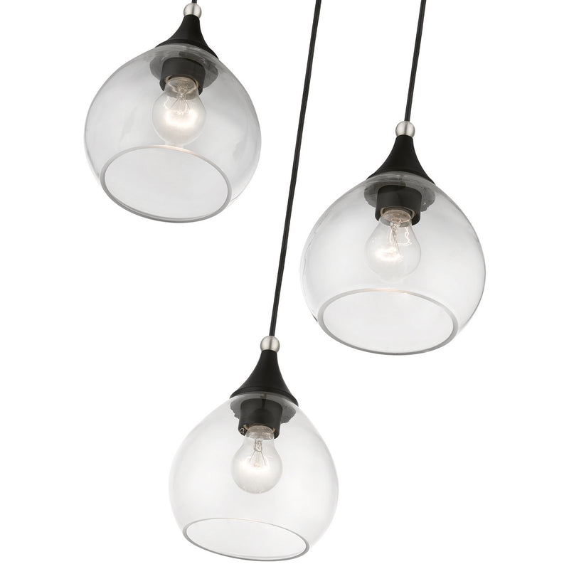 Livex Lighting 46503-04 Three Light Pendant, Black w/Brushed Nickel