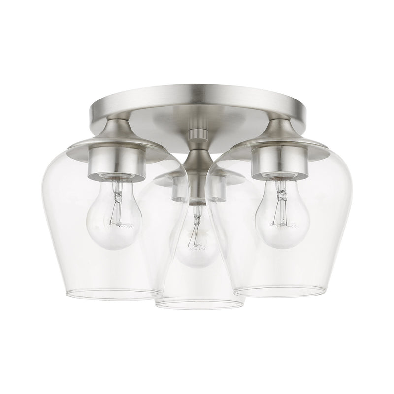 Livex Lighting 46723-91 Three Light Flush Mount, Brushed Nickel
