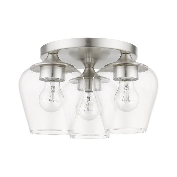 Livex Lighting 46723-91 Three Light Flush Mount, Brushed Nickel