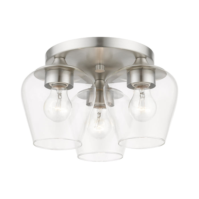 Livex Lighting 46723-91 Three Light Flush Mount, Brushed Nickel