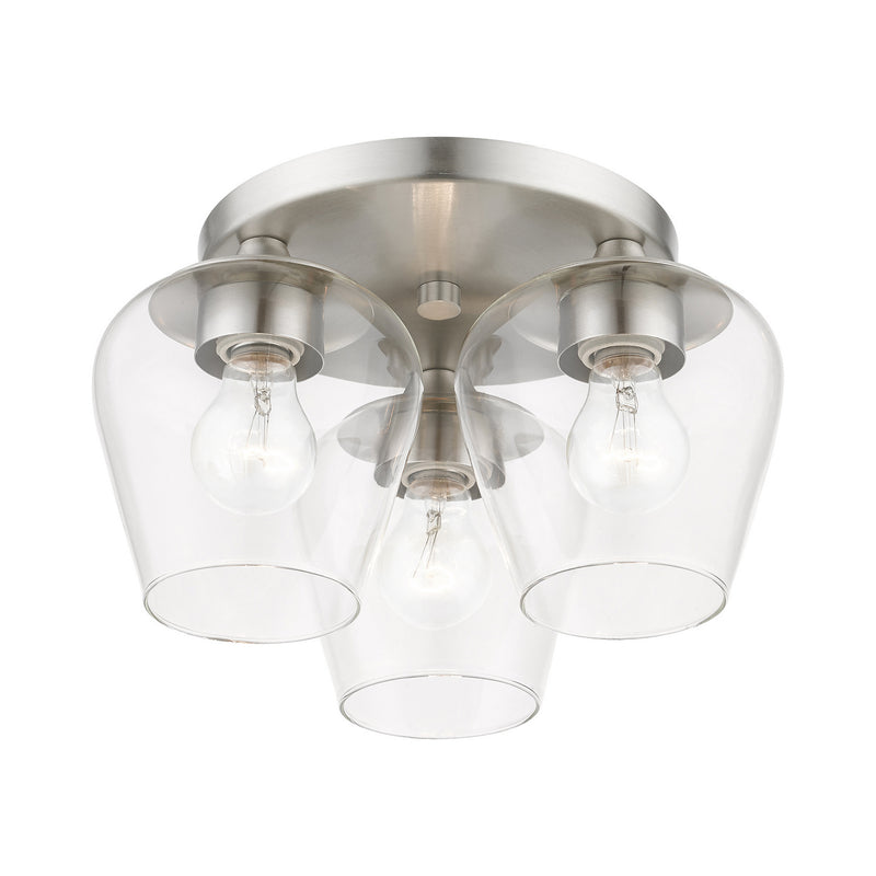 Livex Lighting 46723-91 Three Light Flush Mount, Brushed Nickel