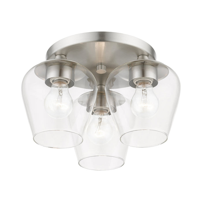 Livex Lighting 46723-91 Three Light Flush Mount, Brushed Nickel