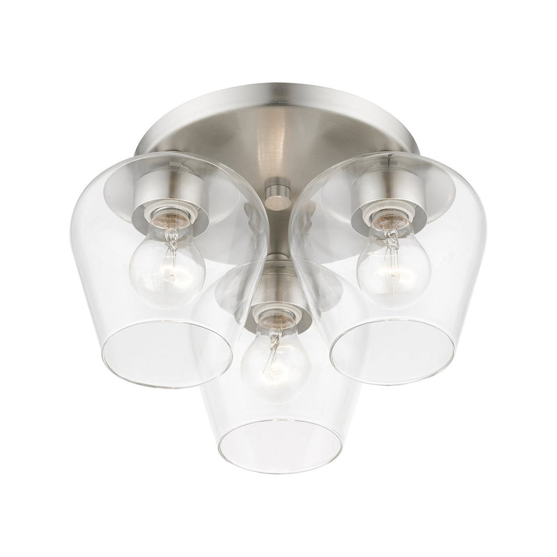 Livex Lighting 46723-91 Three Light Flush Mount, Brushed Nickel