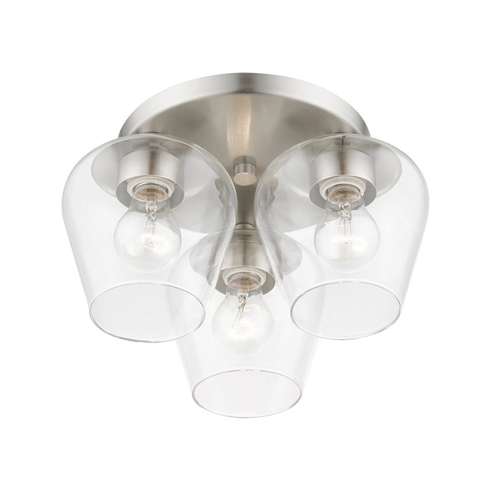 Livex Lighting 46723-91 Three Light Flush Mount, Brushed Nickel
