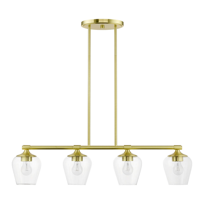 Livex Lighting 46724-12 Four Light Linear Chandelier, Satin Brass