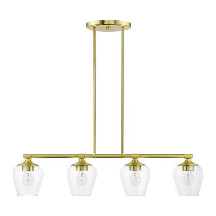 Livex Lighting 46724-12 Four Light Linear Chandelier, Satin Brass
