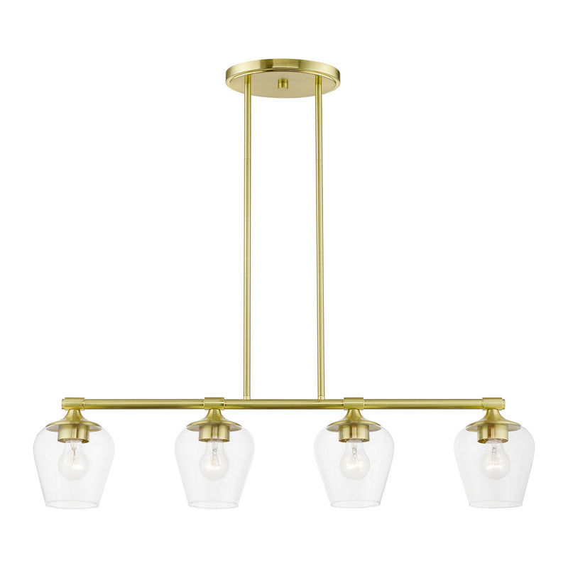 Livex Lighting 46724-12 Four Light Linear Chandelier, Satin Brass