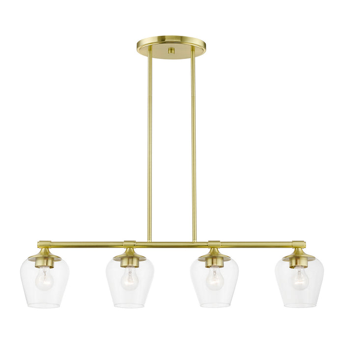 Livex Lighting 46724-12 Four Light Linear Chandelier, Satin Brass