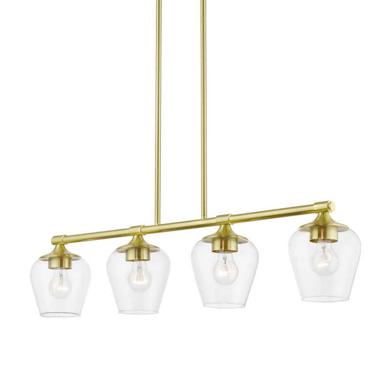 Livex Lighting 46724-12 Four Light Linear Chandelier, Satin Brass