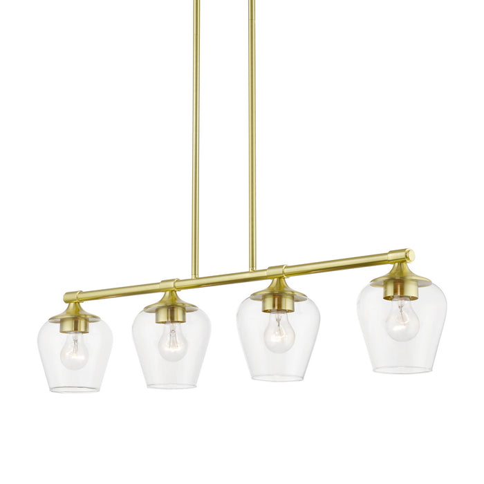 Livex Lighting 46724-12 Four Light Linear Chandelier, Satin Brass