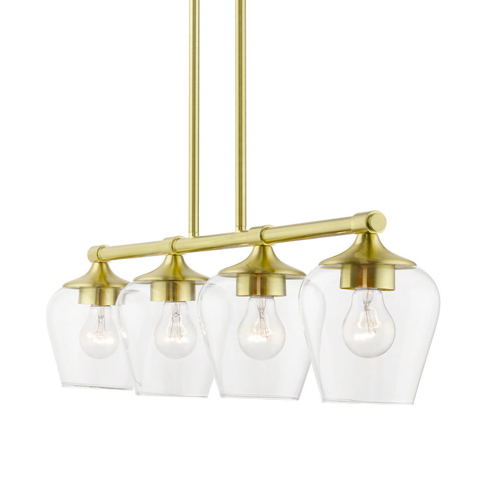 Livex Lighting 46724-12 Four Light Linear Chandelier, Satin Brass