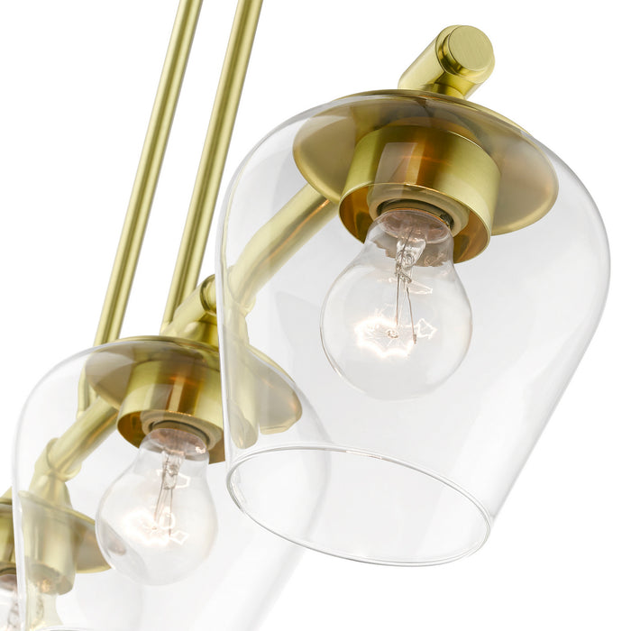 Livex Lighting 46724-12 Four Light Linear Chandelier, Satin Brass