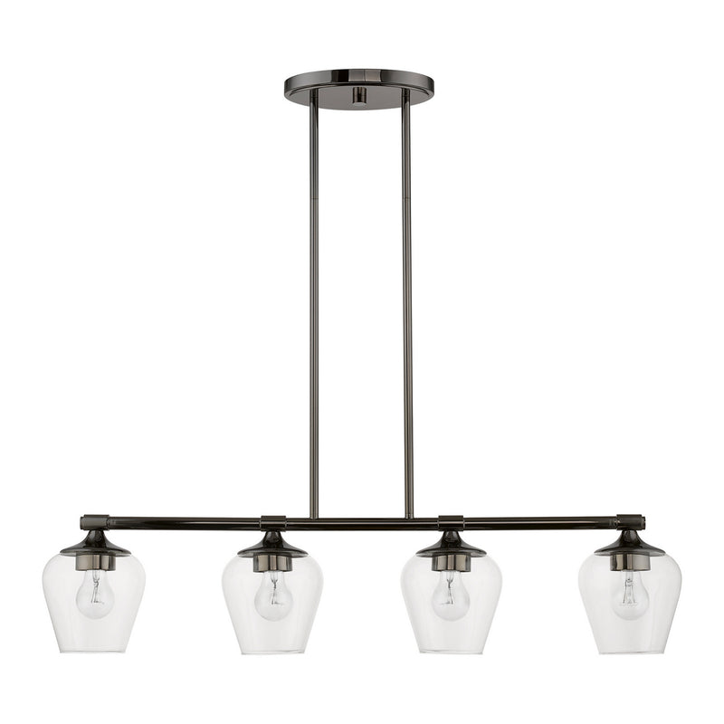 Livex Lighting 46724-46 Four Light Linear Chandelier, Black Chrome