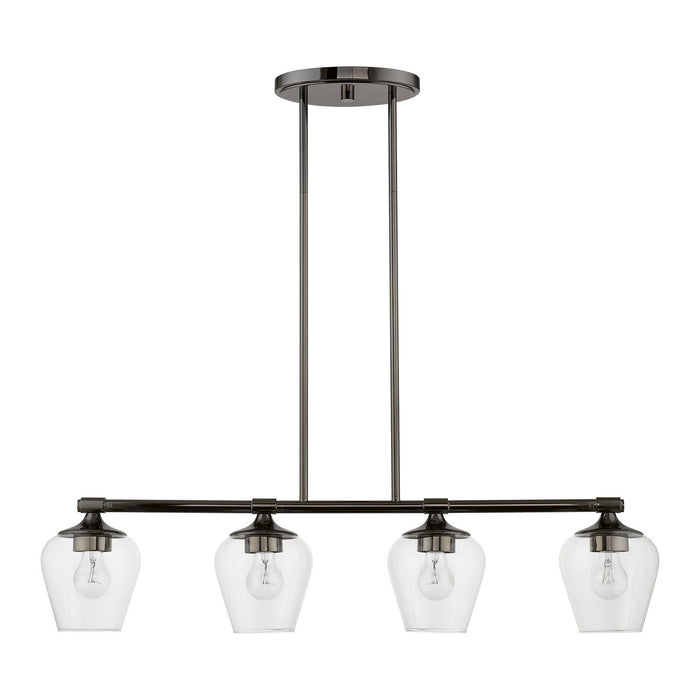 Livex Lighting 46724-46 Four Light Linear Chandelier, Black Chrome