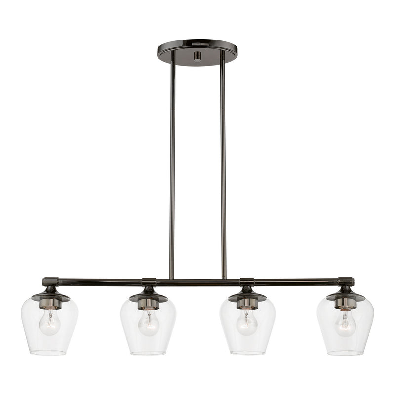 Livex Lighting 46724-46 Four Light Linear Chandelier, Black Chrome