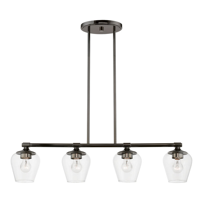 Livex Lighting 46724-46 Four Light Linear Chandelier, Black Chrome