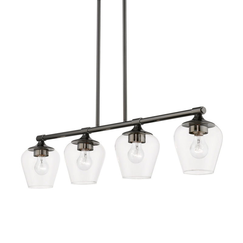 Livex Lighting 46724-46 Four Light Linear Chandelier, Black Chrome