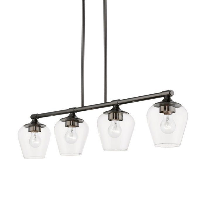 Livex Lighting 46724-46 Four Light Linear Chandelier, Black Chrome