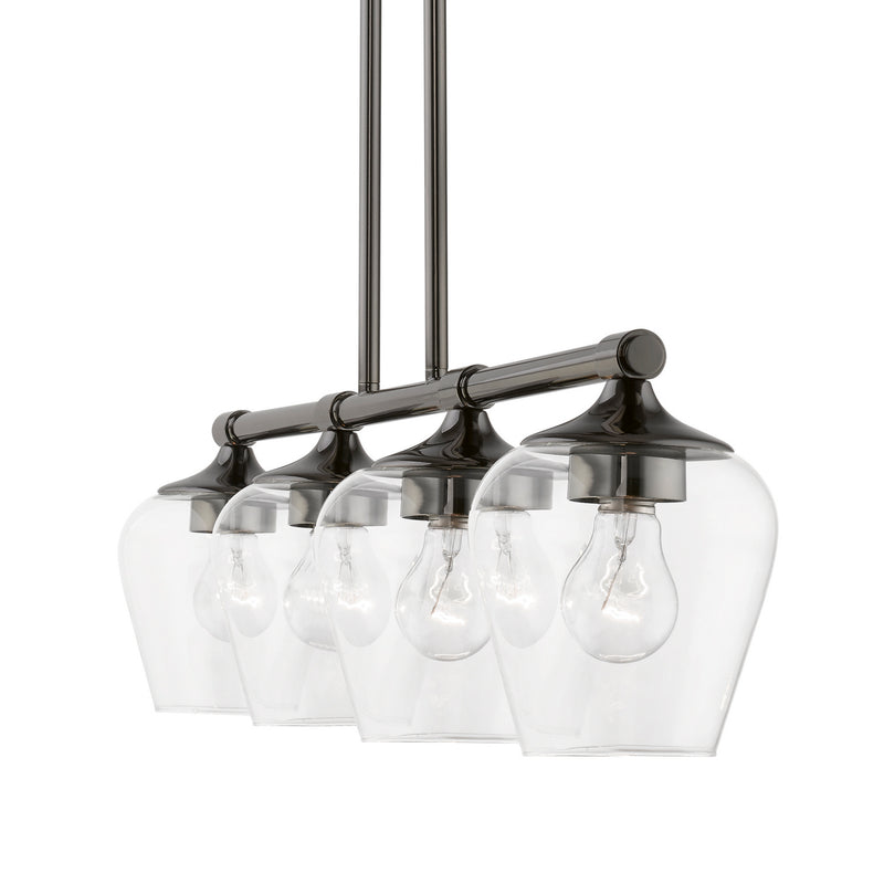Livex Lighting 46724-46 Four Light Linear Chandelier, Black Chrome