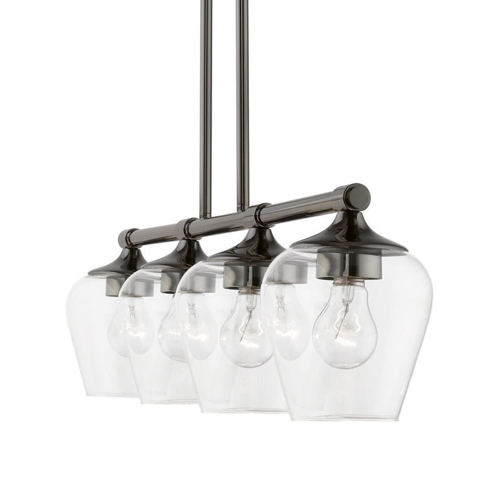 Livex Lighting 46724-46 Four Light Linear Chandelier, Black Chrome