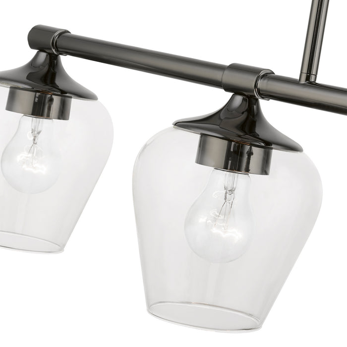Livex Lighting 46724-46 Four Light Linear Chandelier, Black Chrome