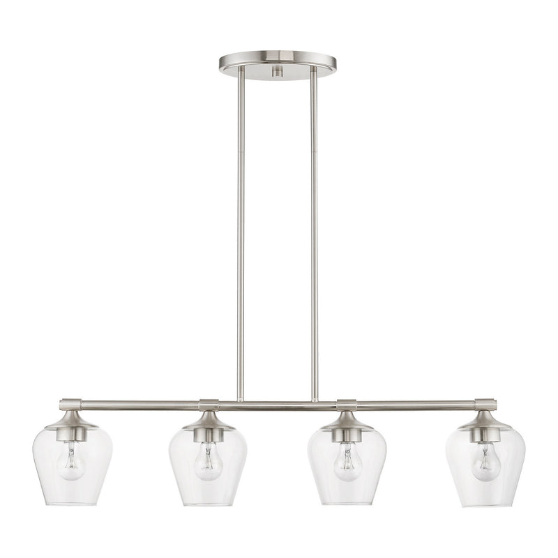 Livex Lighting 46724-91 Four Light Linear Chandelier, Brushed Nickel
