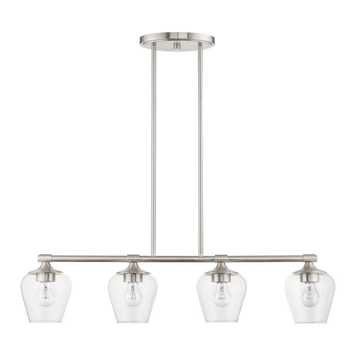 Livex Lighting 46724-91 Four Light Linear Chandelier, Brushed Nickel