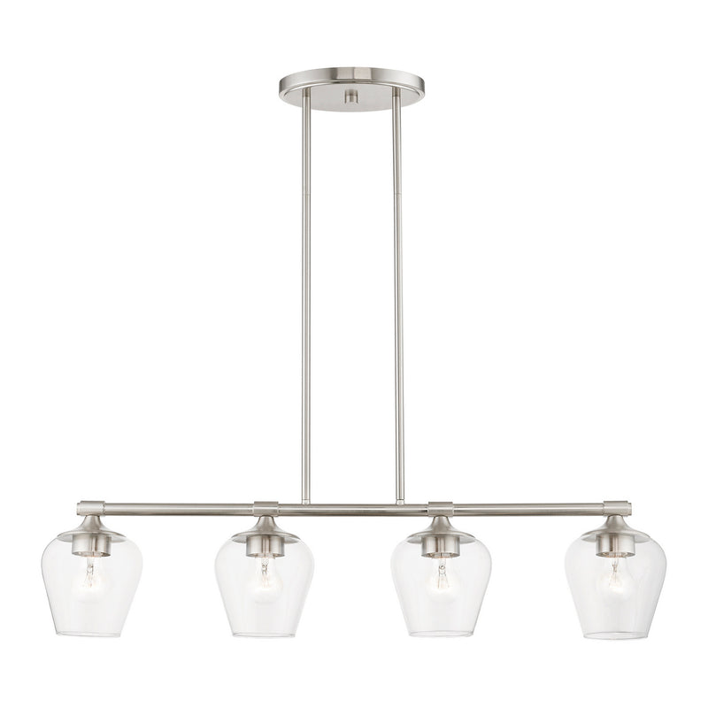 Livex Lighting 46724-91 Four Light Linear Chandelier, Brushed Nickel