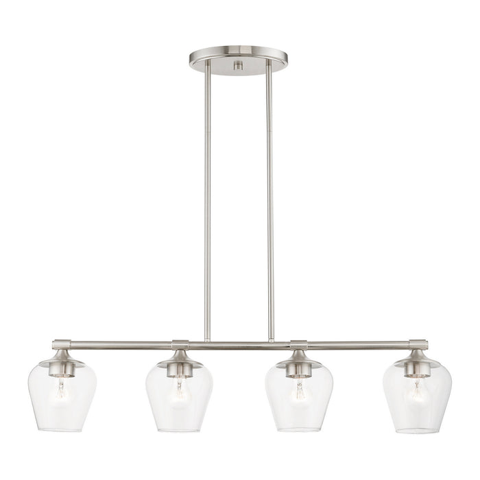 Livex Lighting 46724-91 Four Light Linear Chandelier, Brushed Nickel