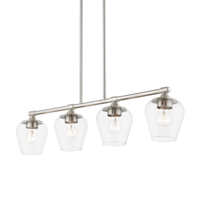 Livex Lighting 46724-91 Four Light Linear Chandelier, Brushed Nickel