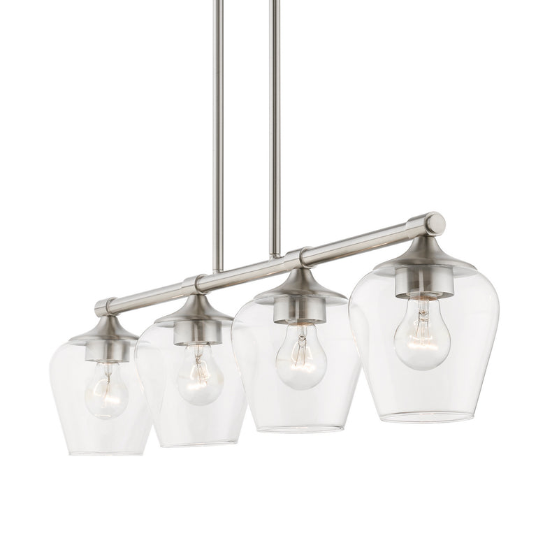Livex Lighting 46724-91 Four Light Linear Chandelier, Brushed Nickel