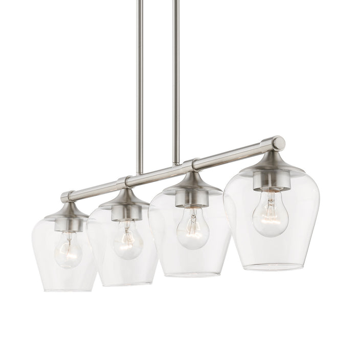 Livex Lighting 46724-91 Four Light Linear Chandelier, Brushed Nickel