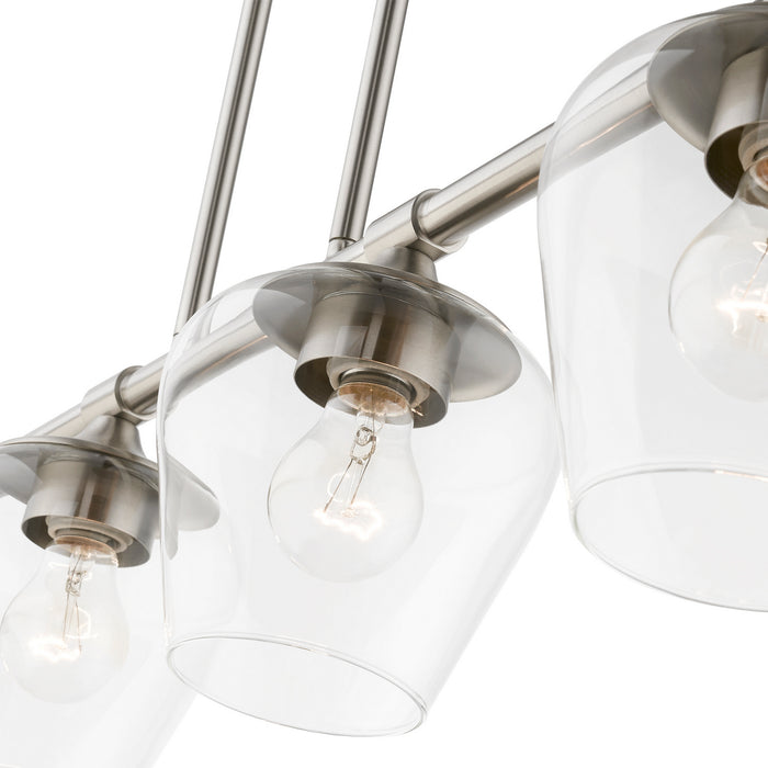 Livex Lighting 46724-91 Four Light Linear Chandelier, Brushed Nickel