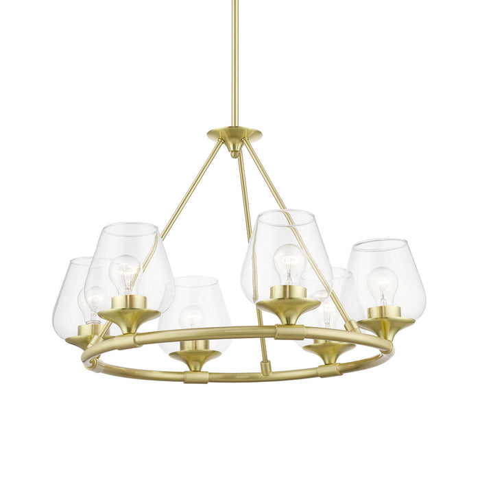 Livex Lighting 46726-12 Six Light Chandelier, Satin Brass