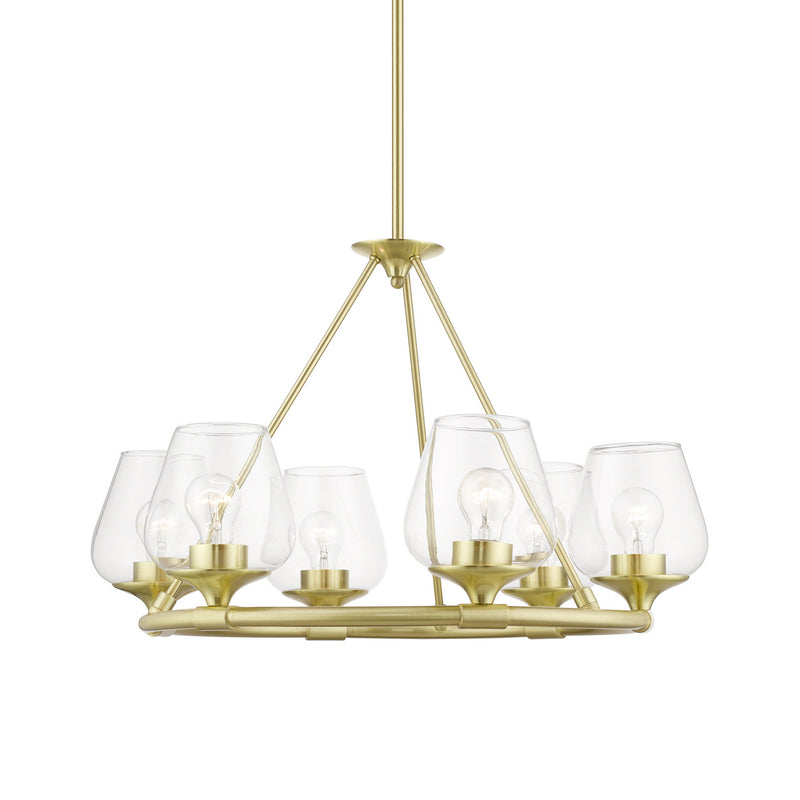 Livex Lighting 46726-12 Six Light Chandelier, Satin Brass