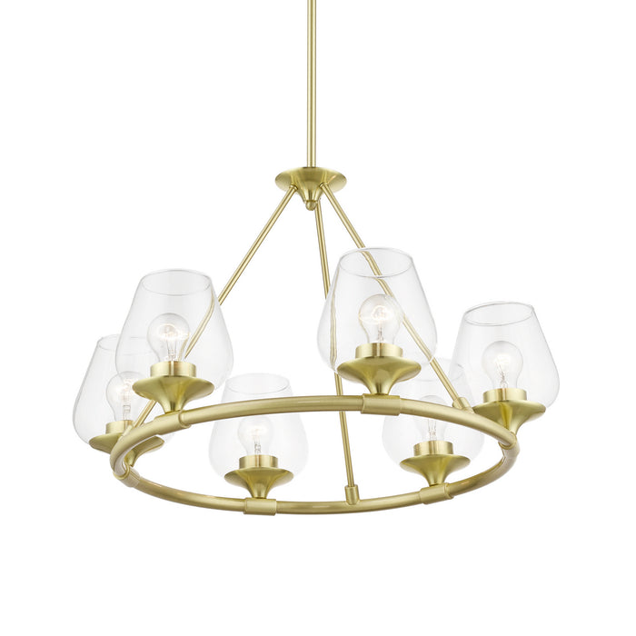 Livex Lighting 46726-12 Six Light Chandelier, Satin Brass