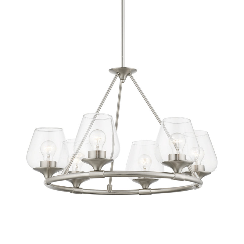 Livex Lighting 46726-91 Six Light Chandelier, Brushed Nickel