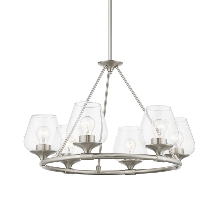 Livex Lighting 46726-91 Six Light Chandelier, Brushed Nickel
