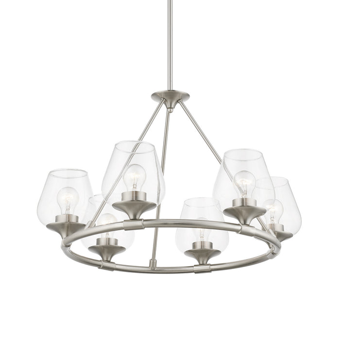 Livex Lighting 46726-91 Six Light Chandelier, Brushed Nickel